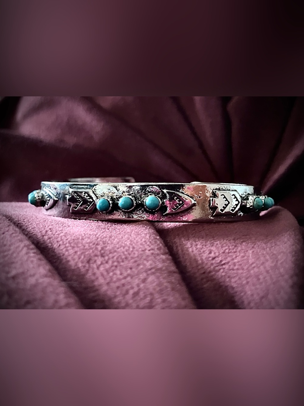 Sterling-Inspired Silver Cuff Bracelet with Turquoise Accent